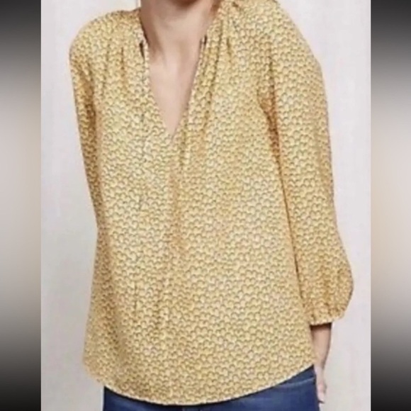 Boden Polly Marigold Yellow Crescent Print Peasant Blouse M/L - Picture 1 of 13